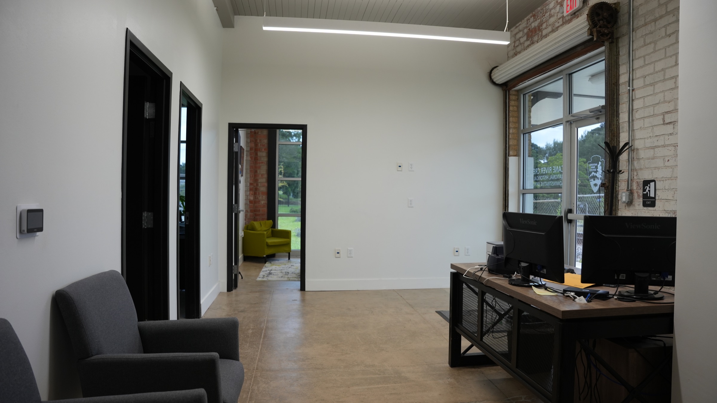 Renovated office space inside the railroad depot