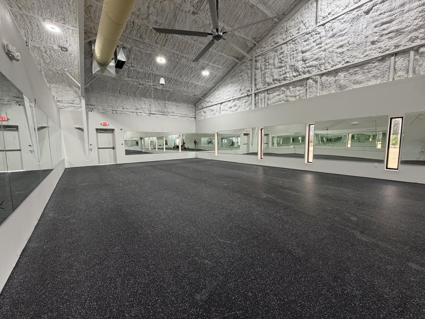Finished mirrored training room at All Hours Fitness